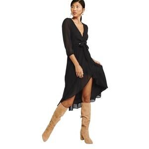 Abercrombie & Fitch black Swiss dot ruffle dress, new, small